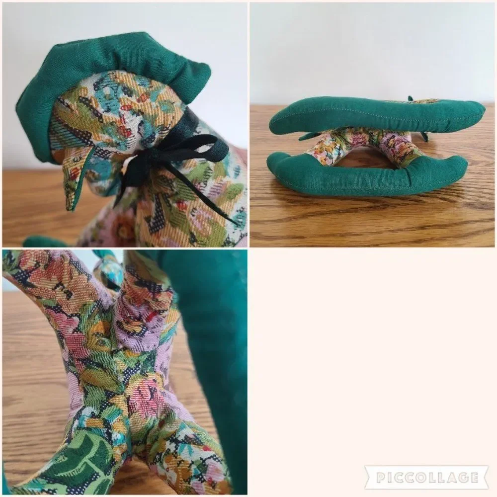 Vintage Cloth Handcrafted Mini Rocking Horse Plush Floral Fabric Tapestry Look